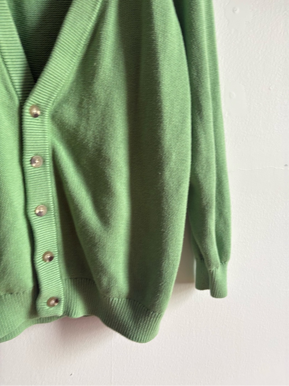 Aritzia TNA Sz L Knit Green Relaxed Cotton Blend Cardigan Sweater - Picture 4 of 9